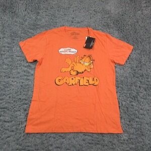 Garfield Shirt Mens Large Orange I Love Mental Games Cartoon Graphic Tee NWT